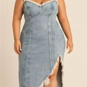 Good American Blue Denim Maxi Dress